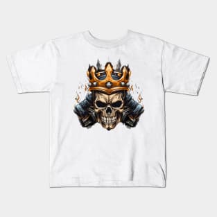 Barbells with Skull with crown Kids T-Shirt